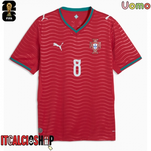 Portogallo Bruno Fernandes #8 Prima Maglia Mondiali 2026 Manica Corta